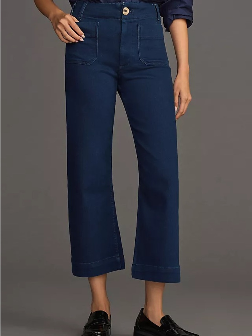 Maeve Colette High-Rise Wide-Leg Cropped Jeans, Medium Denim